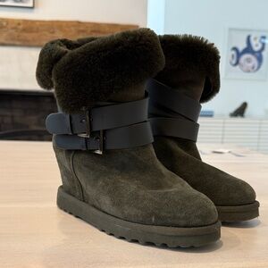 Ash Suede Wedge Boots - Olive Green - excellent condition!